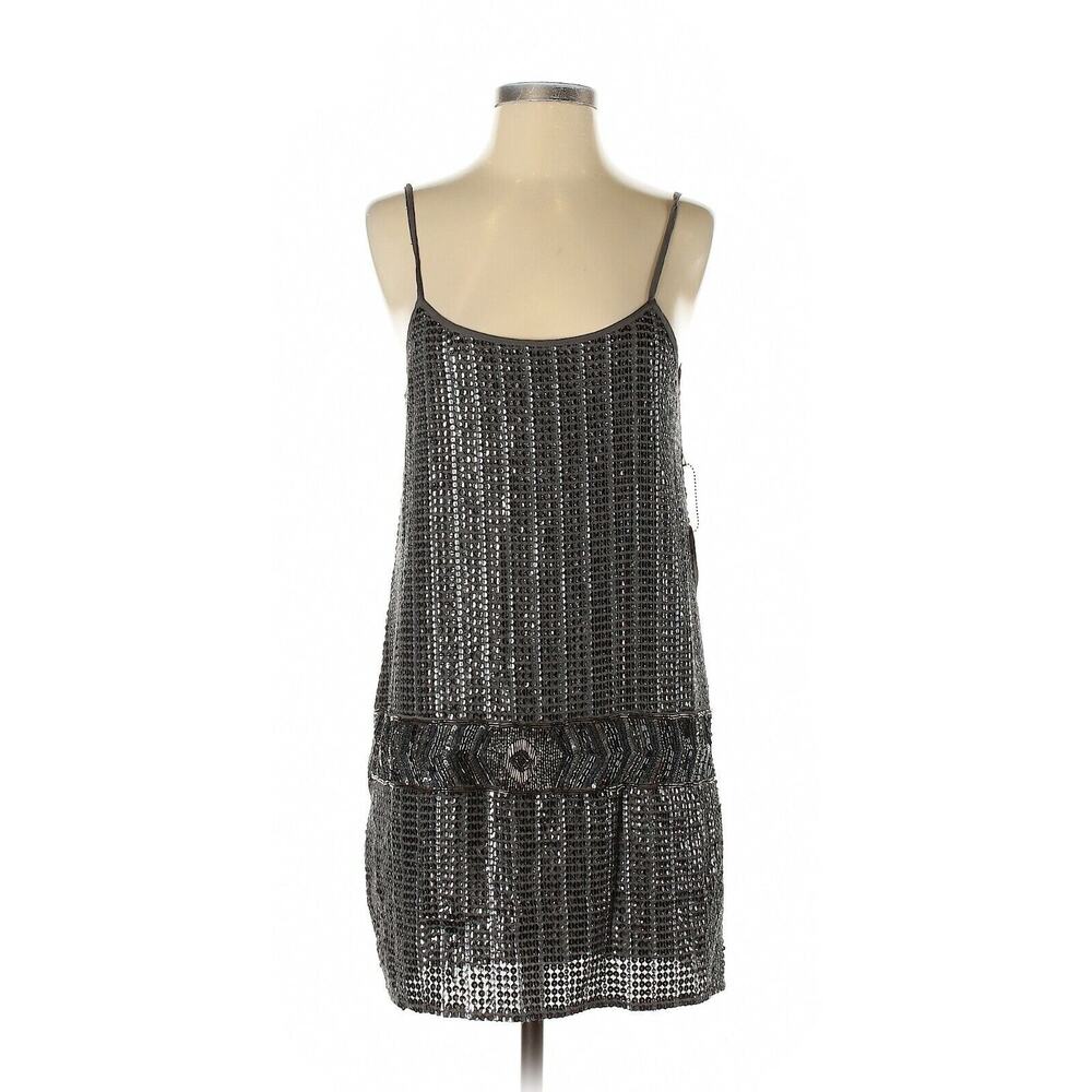 NWT FOREVER 21 Womens Size SMALL Gray Silver Sequin Sleveless Party Mini Dress
